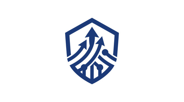 Blue shield with arrows logo symbol.