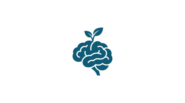 Brain with green sprout growing out.