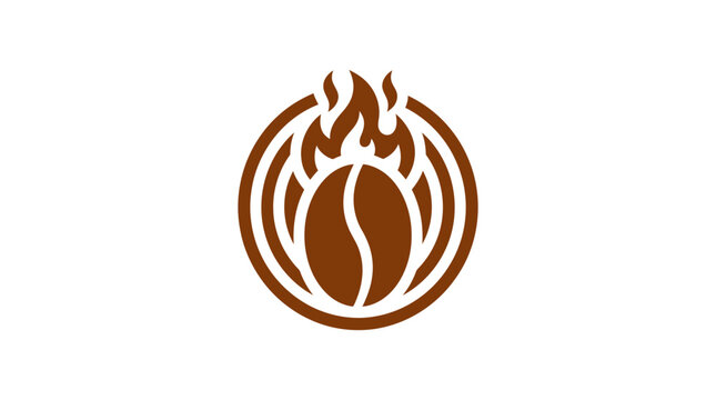 Brown coffee bean flame logo symbol.