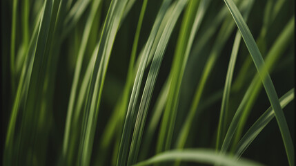Naklejka premium ryegrass. Close-up of slender ryegrass blades creating a dense pattern of green lines. gardening catalogs, home-decor guides, designed for gardening and botanical catalogs, used by motion designers.