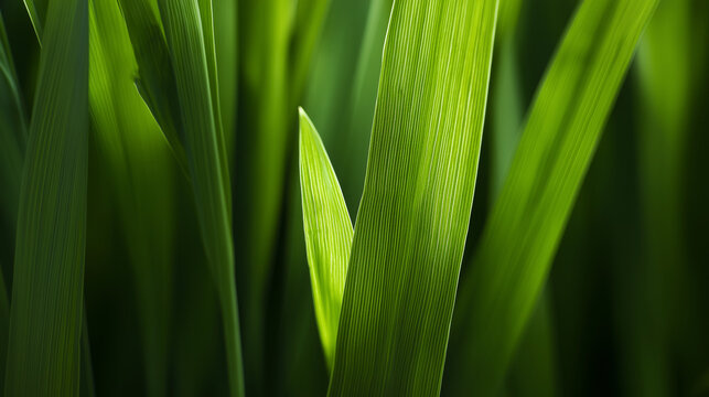 ryegrass. Close-up of slender ryegrass blades creating a dense pattern of green lines. gardening catalogs, home-decor guides, designed for gardening and botanical catalogs, used by motion designers.