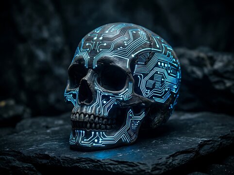 Close-up of a blue and silver motorcycle helmet underwater.