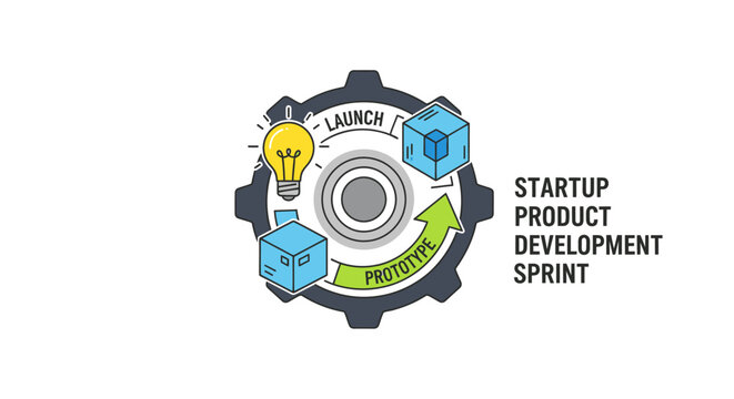A conceptual illustration showing the stages of a new product development process