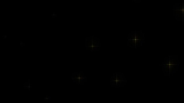 Golden Twinkling Stars Overlay on Transparent Background Loop