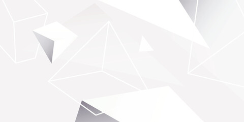 Minimalist White Low Poly Geometric Abstract Background with Modern Polygon Design © JR_DESIGN