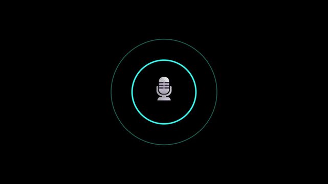 Microphone Icon with Audio Waves