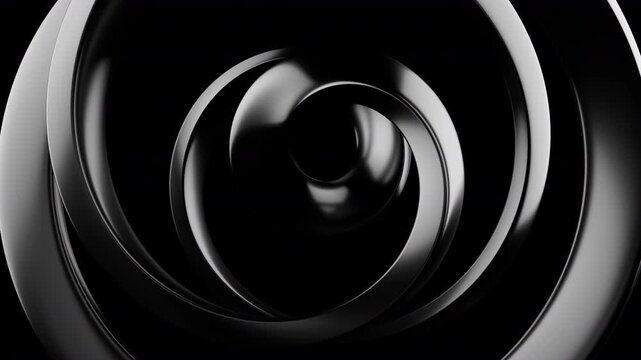 Futuristic 3d render of looping black metallic helix motion, seamless rotation of abstract matte dark spiral. 3d rendering not AI
