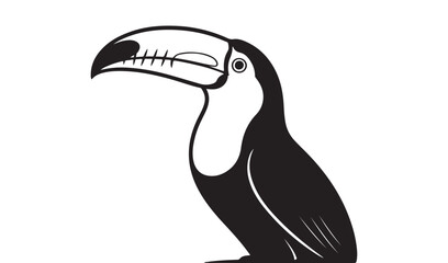Obraz premium Stylized tropical toucan bird vector illustration for exotic wildlife branding and colorful jungle theme design
