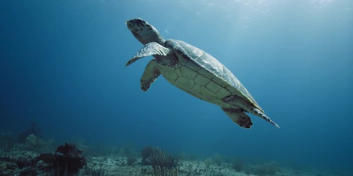 turtle swimming in aquarium