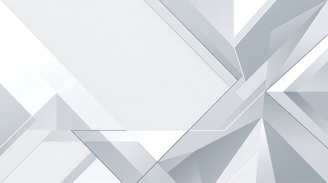 Modern Abstract Geometric Background with White and Grey Polygonal Shapes and Soft Light Transitions for Minimalist Professional Design