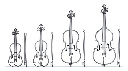 String Family Orchestra Instruments: Violin, Viola, Cello, Double Bass © budi