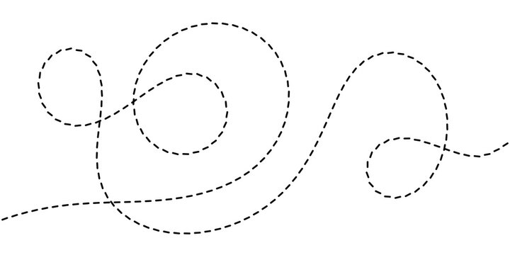 Abstract dotted line path art on white background, representing movement and fluidity in a minimalist design style, perfect for creative projects