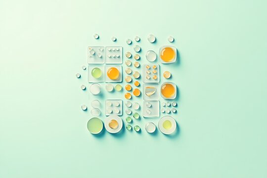 Illustration of acid-base concept with colorful chemical icons