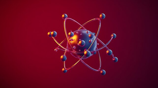 Glowing Atomic Structure Illustration with Electron Orbits