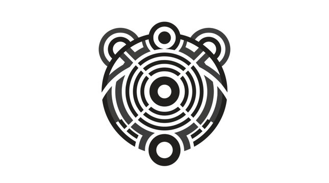 Stylized tribal bear mask icon with concentric lines.