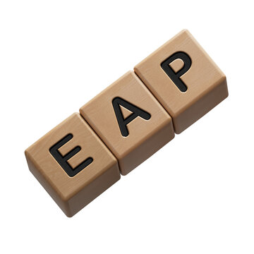 eap questions and answers on wooden cubes.close up of wooden elements,Business Concept.Supports PNG files with transparent backgrounds.