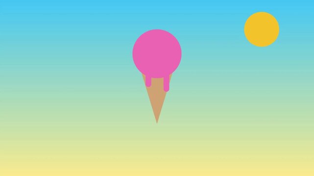 Pink Ice Cream Cone Illustration