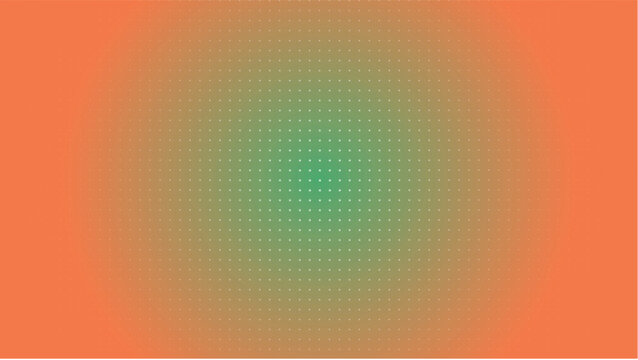 Vibrant orange and green gradient background, halftone dot pattern texture, abstract radial color transition vector for modern graphic design