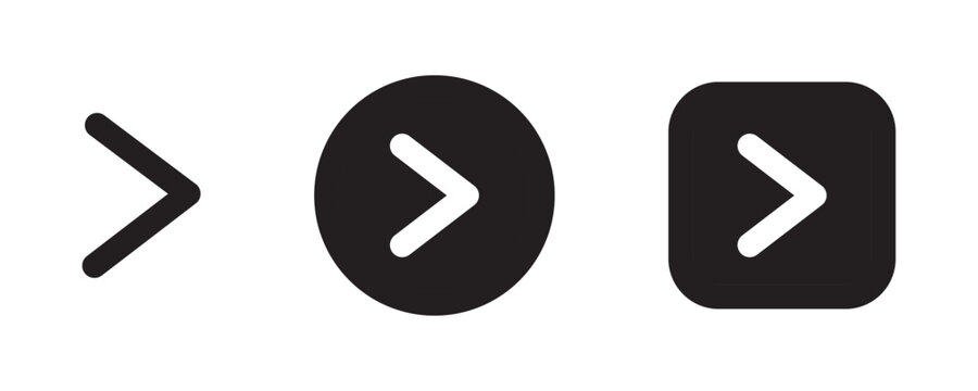 Right Arrow Navigation Icons in Circle and Square Button Vector Set