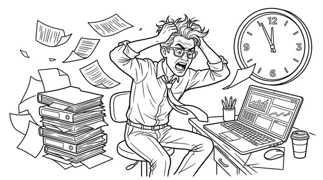 Man Stressed at Work.
