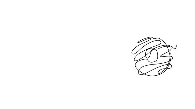 Animated self drawing of continuous line draw of  Donut Single-Line Art Confectionery Treats. Full length one line animation. 4K