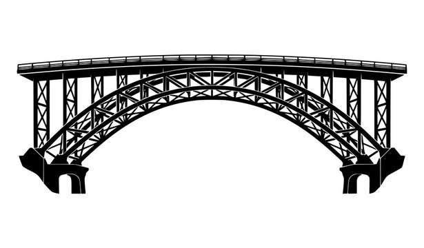 Modern Arch Bridge Silhouette Infrastructure Vector Design