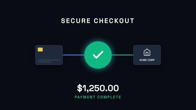 Secure online payment process, dynamic animated icons with glowing effects and seamless transition, symbolizing secure e-commerce transactions, representing online banking and digital payment systems
