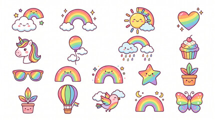 Fototapeta premium Cute Rainbow Icon Pack