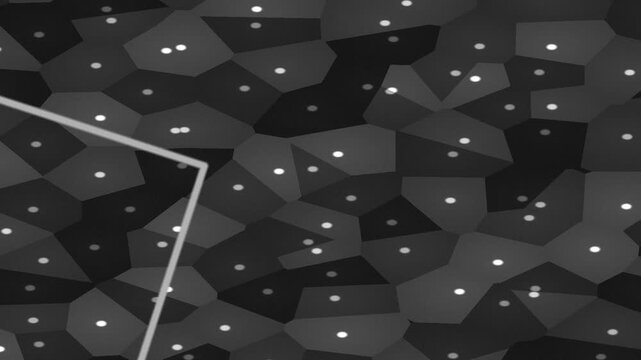 Abstract geometric pattern of black hexagons with white dots and a square frame