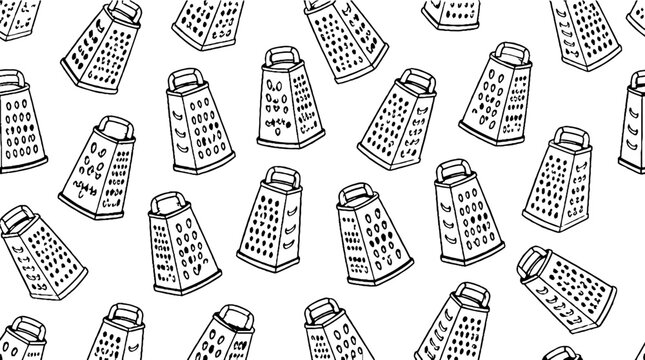 Repeating pattern of hand drawn cheese graters.