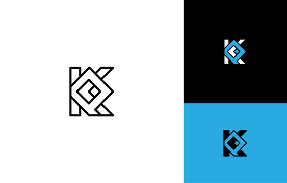 Geometric Letters KP or PK Logo Template. Letter K Logo Idea. Letter P Logo Concept. 
