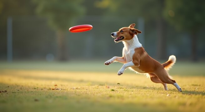 Dog that is jumping up to catch a toy