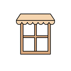 Obraz premium Window with Scalloped Awning Vector Illustration, Isolated Transparent Background for Storefront or Home Design