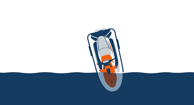 Person wearing life jacket in water.