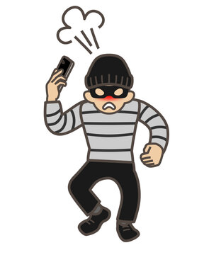 スマホを手に持って怒る詐欺師
