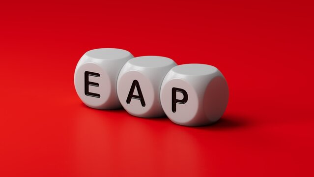eap questions and answers on wooden dice.close up of wooden dice,Business Concept.3D rendering.