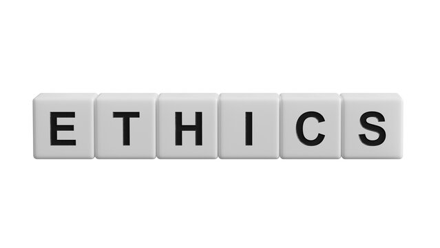 wooden cubes with word ethics. Investment in life insurance and healthcare concept.close up of wooden cubes,Business Concept.Supports PNG files with transparent backgrounds.