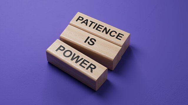 Patience is Power symbol. Concept words Patience is Power on wooden blocks. Business and Patience is Power concept. Copy space.3D rendering