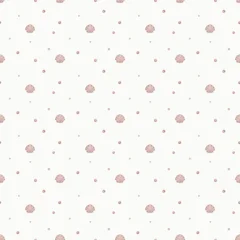 Cute pastel pink seashells and dots seamless pattern. Minimalist ocean marine background with small shells. Delicate beach nautical vector texture for nursery fabric. Simple seamless summer wallpaper  © Abdullah