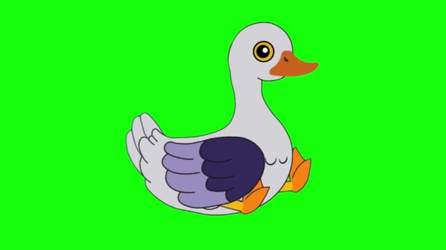Cute White Duck Sitting and Talking Animation Frames Sprite Sheet