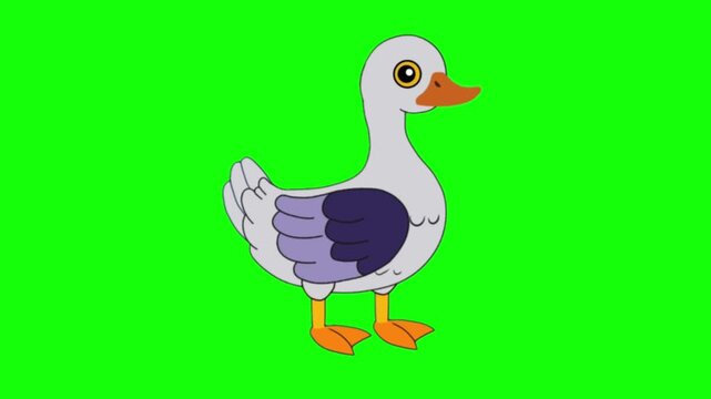 White Cartoon Duck Standing Pose 2D Animation Sprite Sheet Game Character