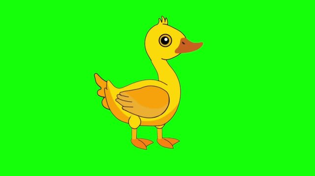 Cute Yellow Cartoon Duck Standing Pose 2D Animation Sprite Sheet Game Character