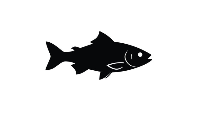 Silhouette of a Fish in Profile for Marine Life Illustration.