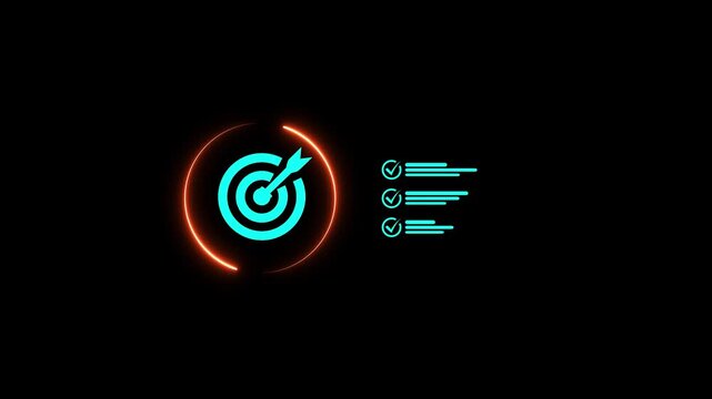 Business goal setting concept with businessman using digital stylus to target center of dartboard, symbolizing strategic planning, objective alignment, achievement checklist for organizational success
