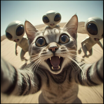 cat with aliens 