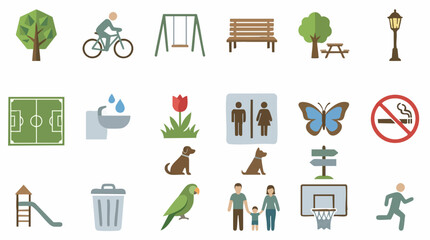 Flat Design Park Elements and Activities Icon Set © SABSTOCK