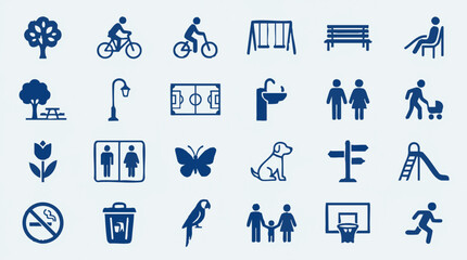 Collection of park, outdoor recreation, and public space vector icons © SABSTOCK