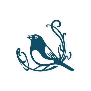 cheerful black eye junco logo design, simple and feminime