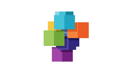 Fototapeta premium Abstract colorful blocks overlapping in a cross shape