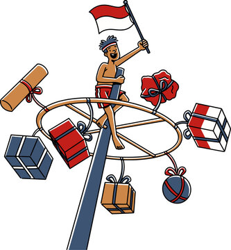 indonesia independence day, traditional games illustration
